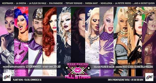 Il 13 gennaio a Roma “Drag Factor All Stars”