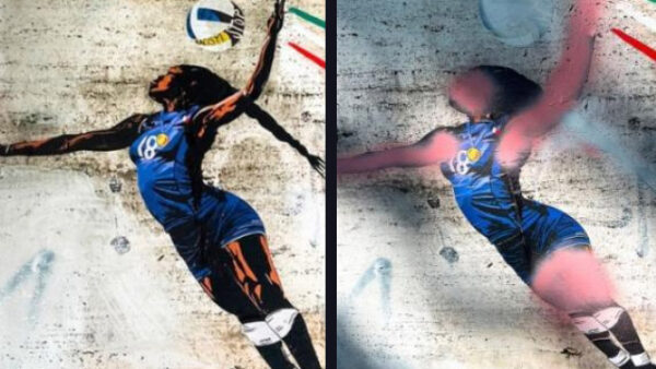 Celli, atto ignobile vandalismo contro murale celebrativo di Egonu