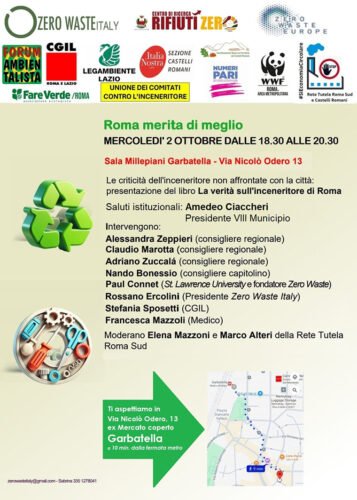 Inceneritore dei rifiuti. Se ne parla a Roma