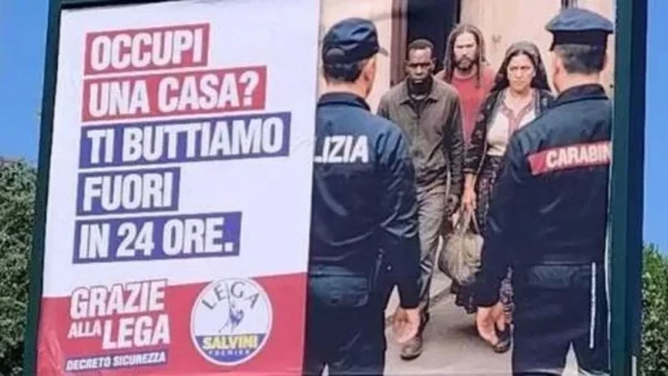 Il Campidoglio rimuove manifesti leghisti che gridano: “Occupi una casa? Ti buttiamo fuori in 24 ore” a meno che non sia Casapound
